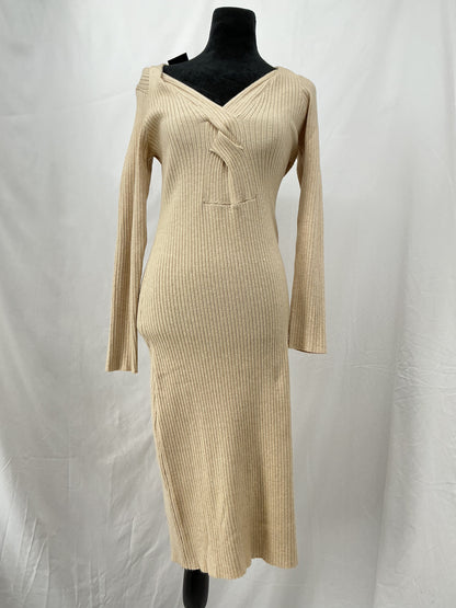 Beige Long Sleeves Dress Size M