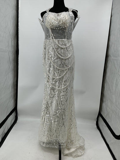 White Long Dress Silver Pearl