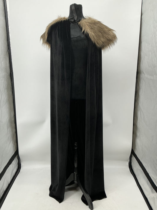 Black Cape with Fur Collar