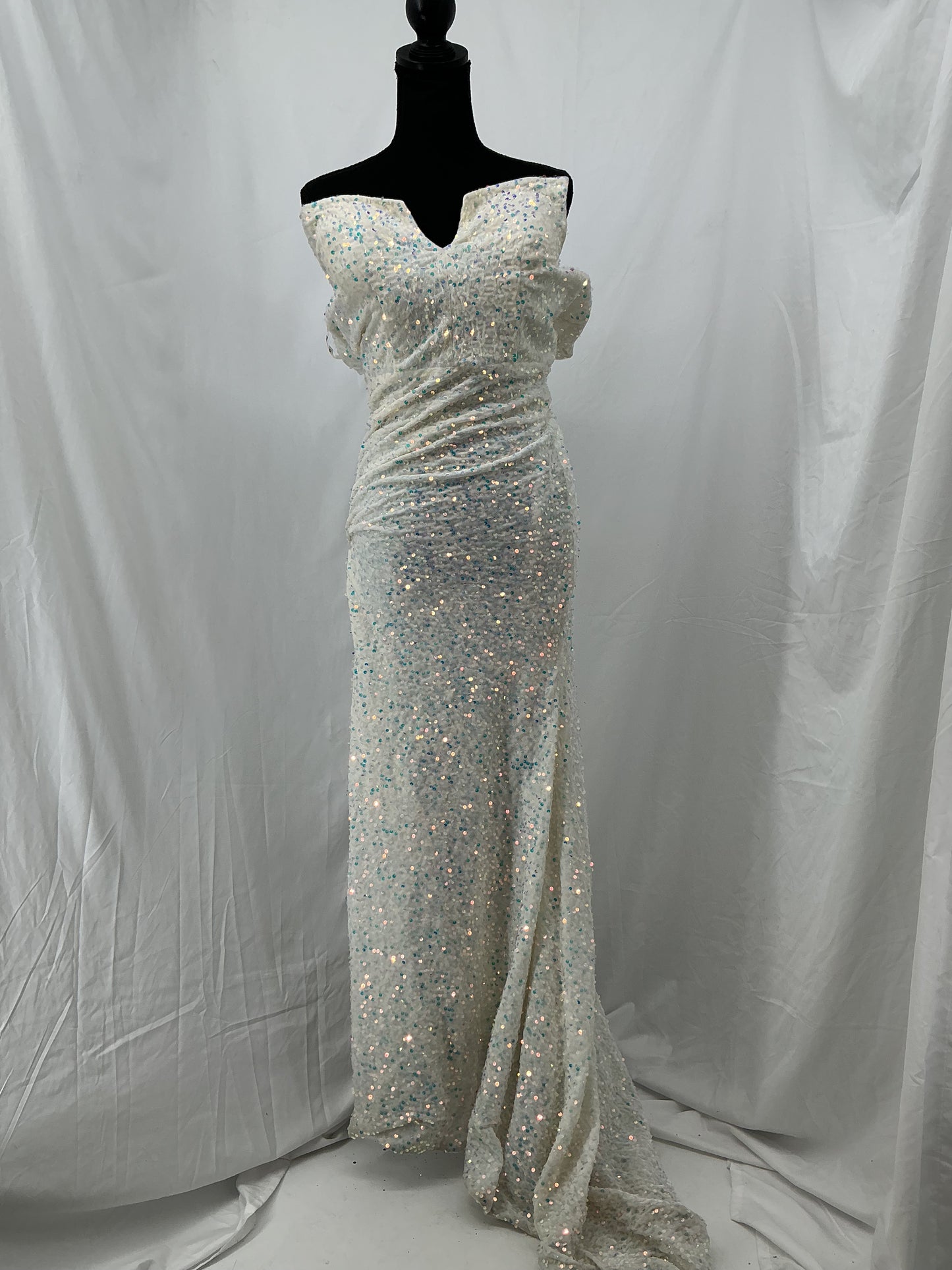 Silver Sequin Strapless Long Dress Size No