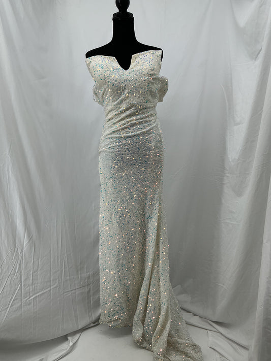 Silver Sequin Strapless Long Dress Size No