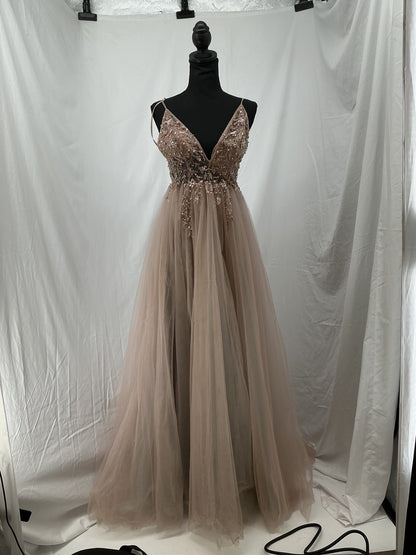 Beige Sequin Long Dress Size 2