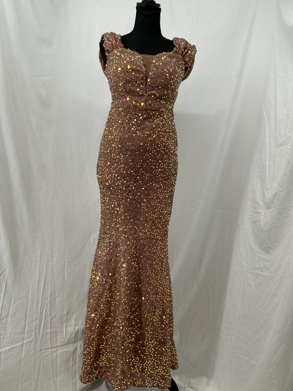 Brown Sequin Long Dress Size S