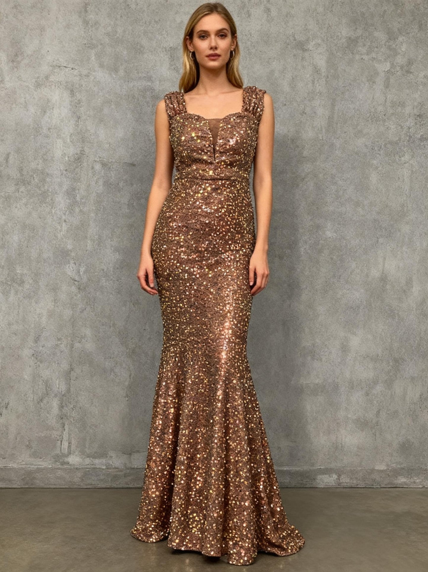Brown Sequin Long Dress Size S