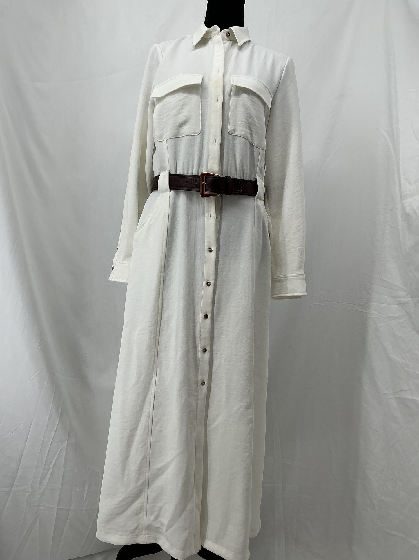 ZARA White Long Dress Coat Size M