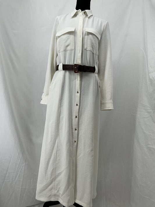 ZARA White Long Dress Coat Size M