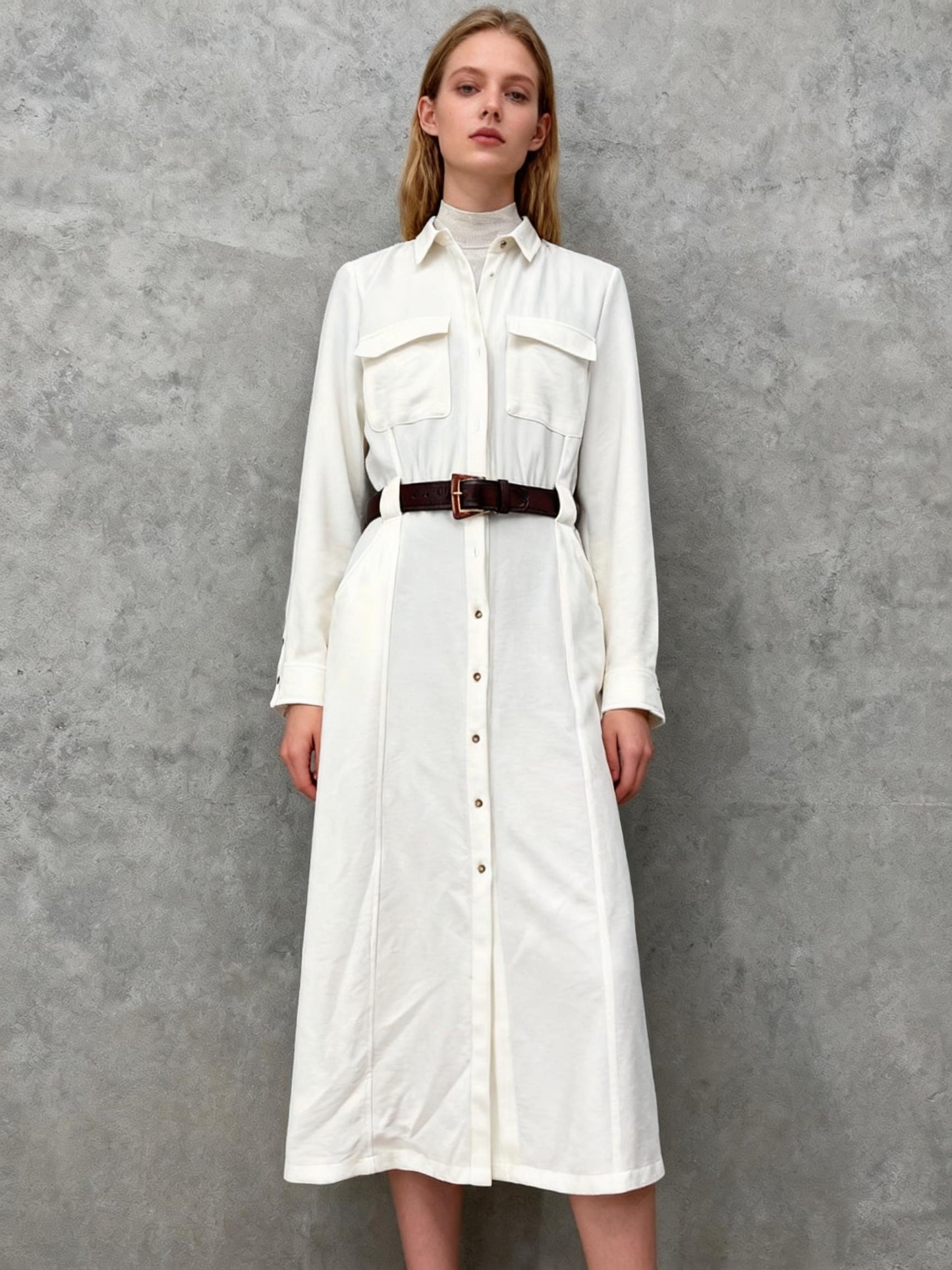 ZARA White Long Dress Coat Size M