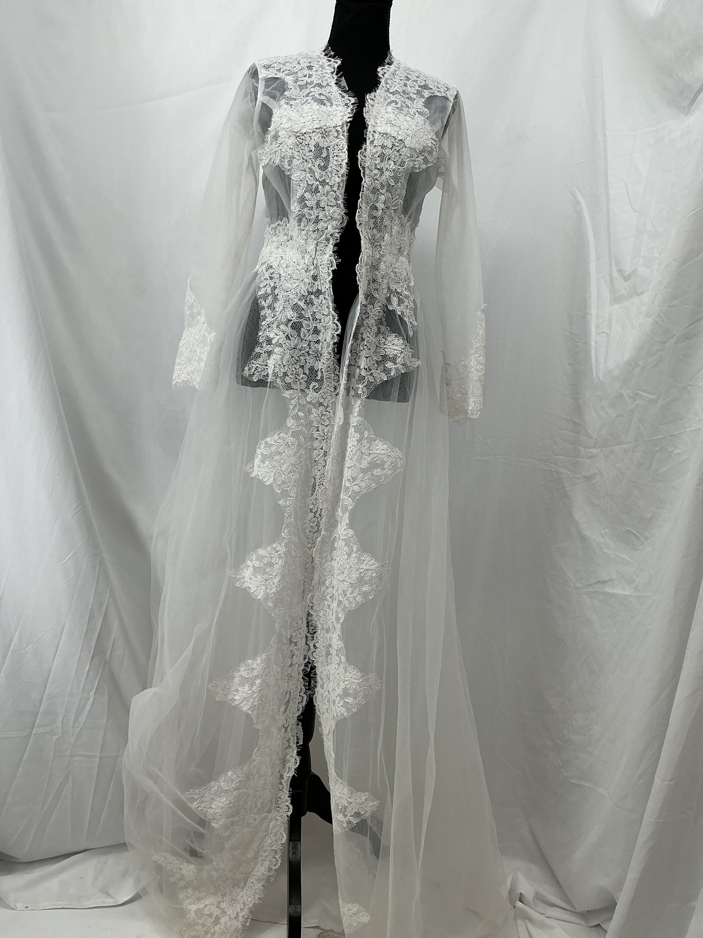 White Long Sheer Lace Robe