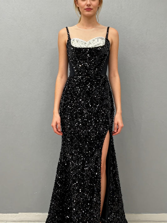 Black Sequin Dress Size No
