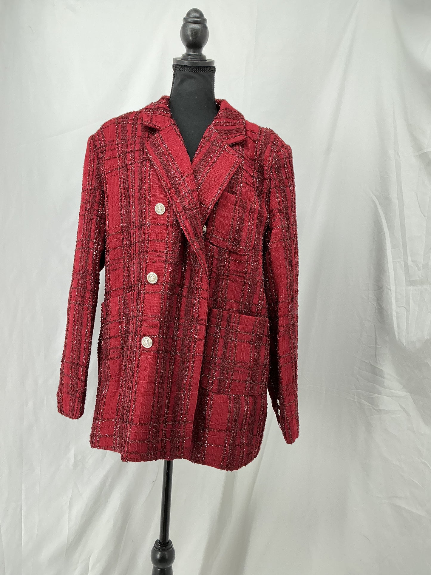 Red Textured Coat Size XXL