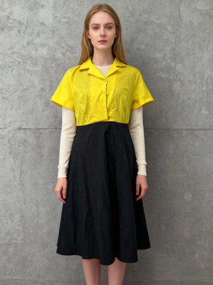 Yellow And Black Skirt Dress Size L