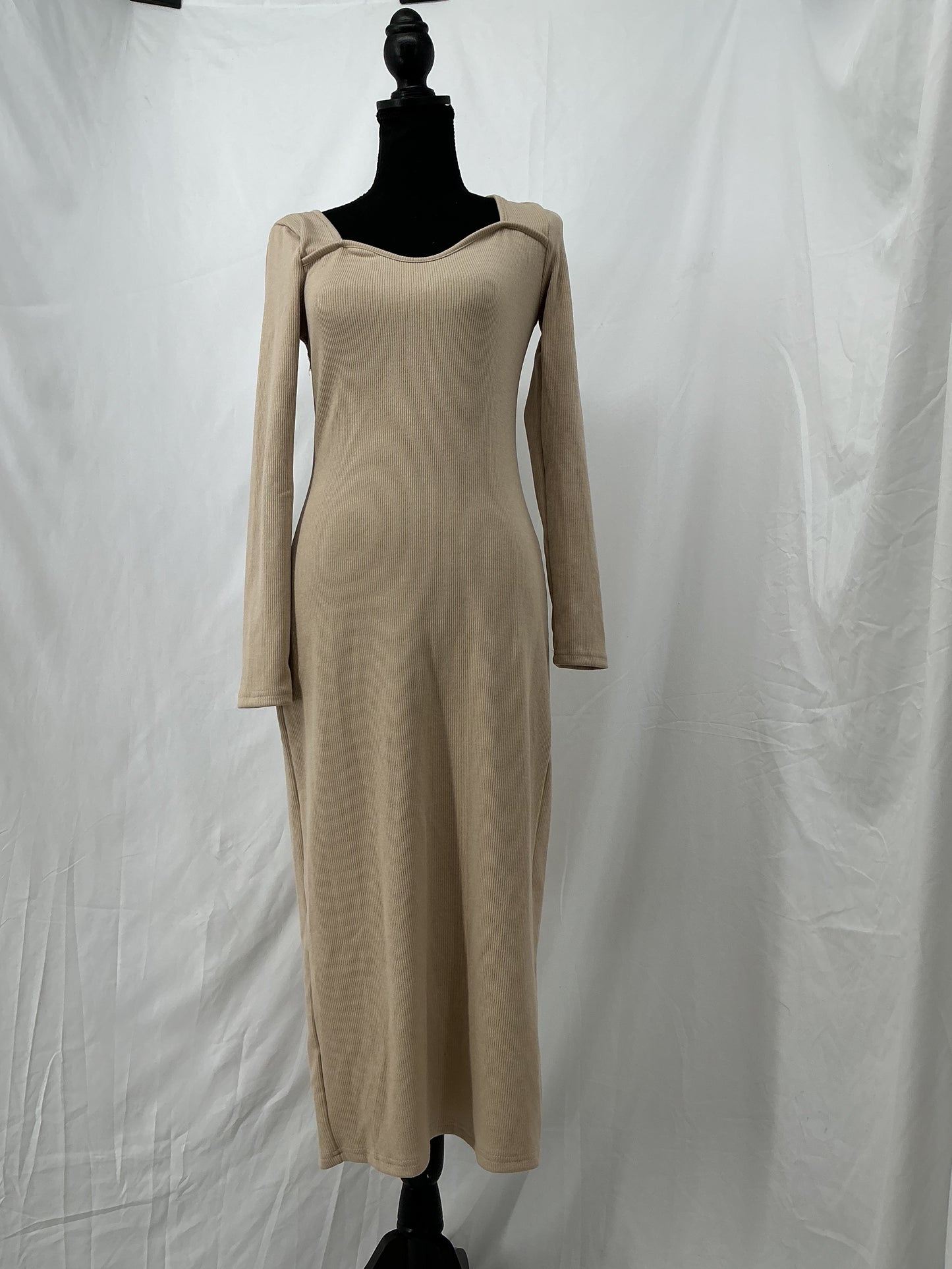 Beige Long Sleeve Dress Size M