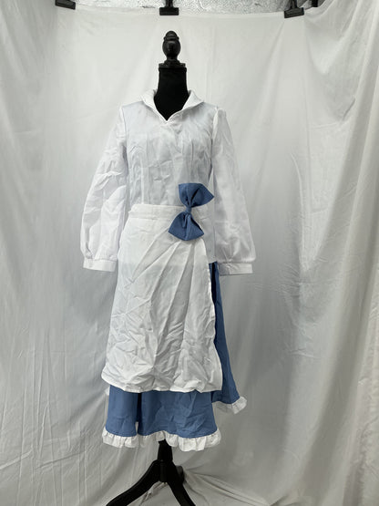 Maid Dress White Top with Blue Skirt Dress S