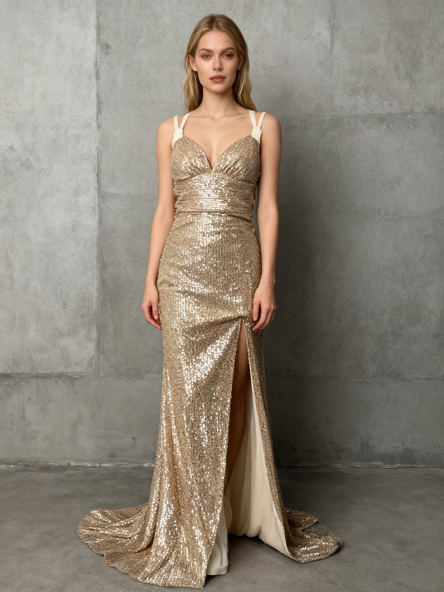 Gold sequin Long Dress Size 8