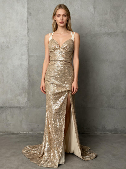 Gold sequin Long Dress Size 8