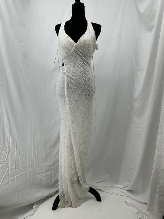 Silver Beaded Long Dress Size S
