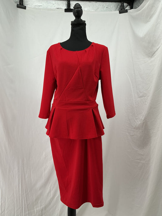 Red Dress With Peplum Top Size L