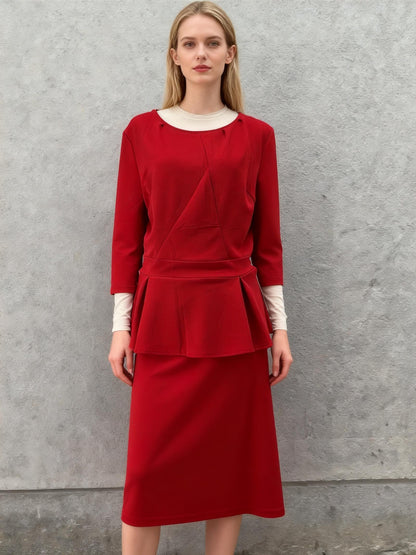 Red Dress With Peplum Top Size L