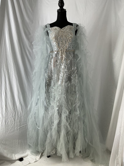 Silver Sequin Long Dress Size No