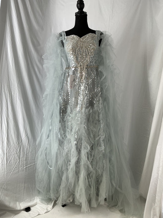 Silver Sequin Long Dress Size No