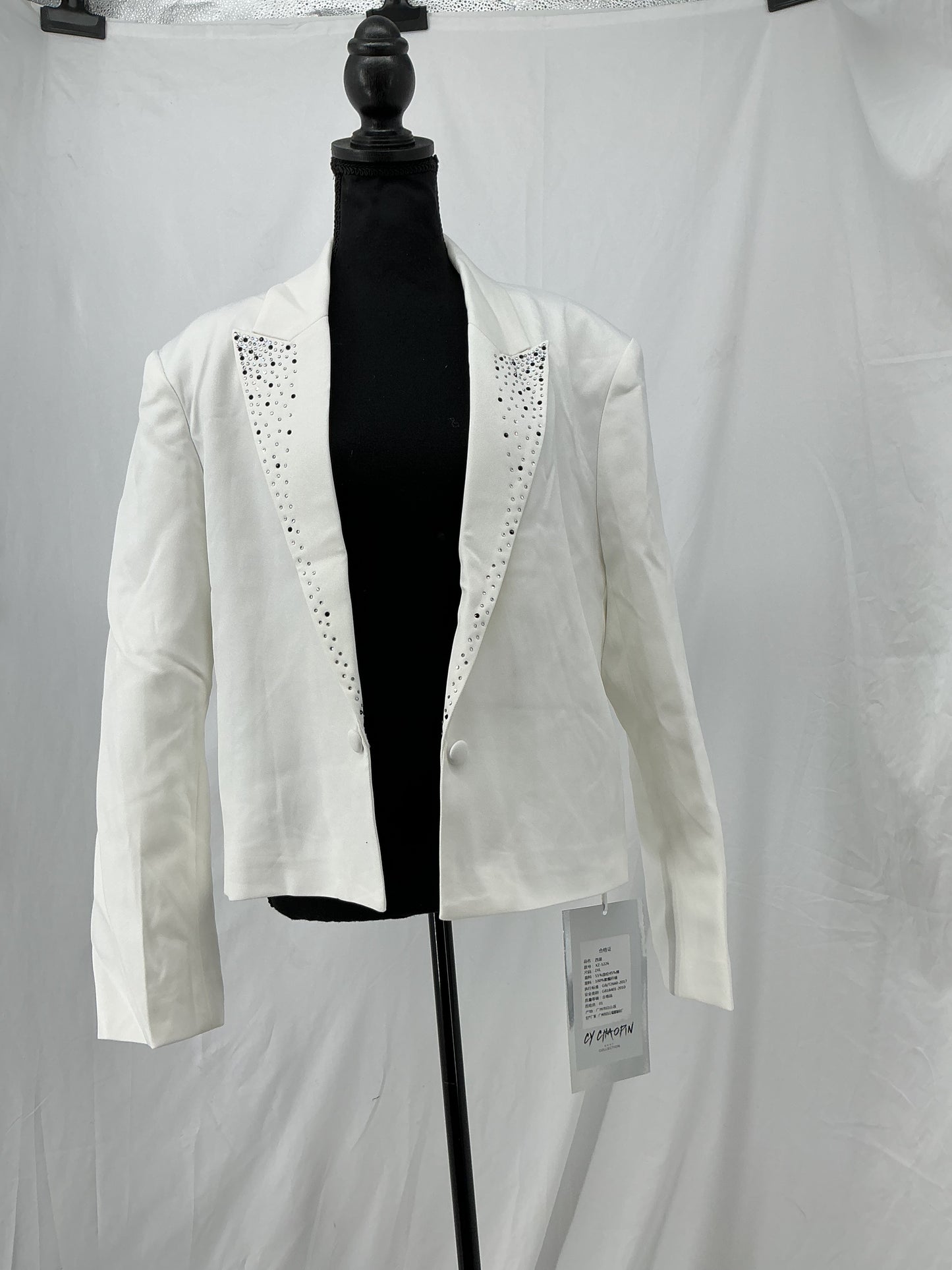 White Blazer With Rhinestone Pattern Size XXL