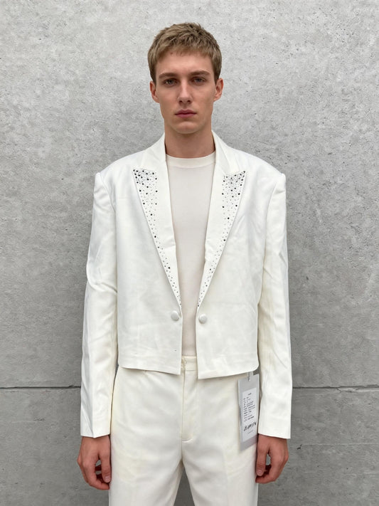 White Blazer With Rhinestone Pattern Size XXL