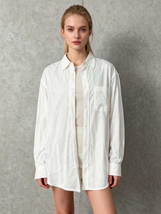 H&M White Button-up Shirt Size M