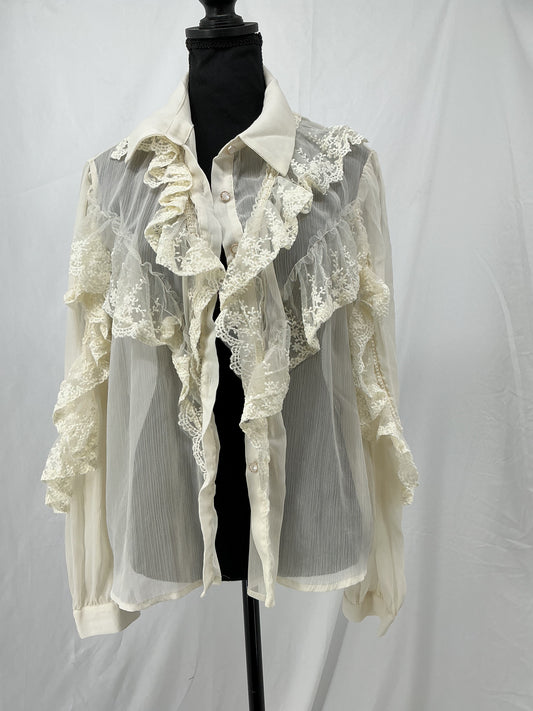 White Lace Blouse Size L
