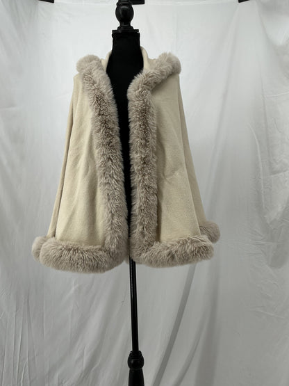 Beige Cape With Fur Trim