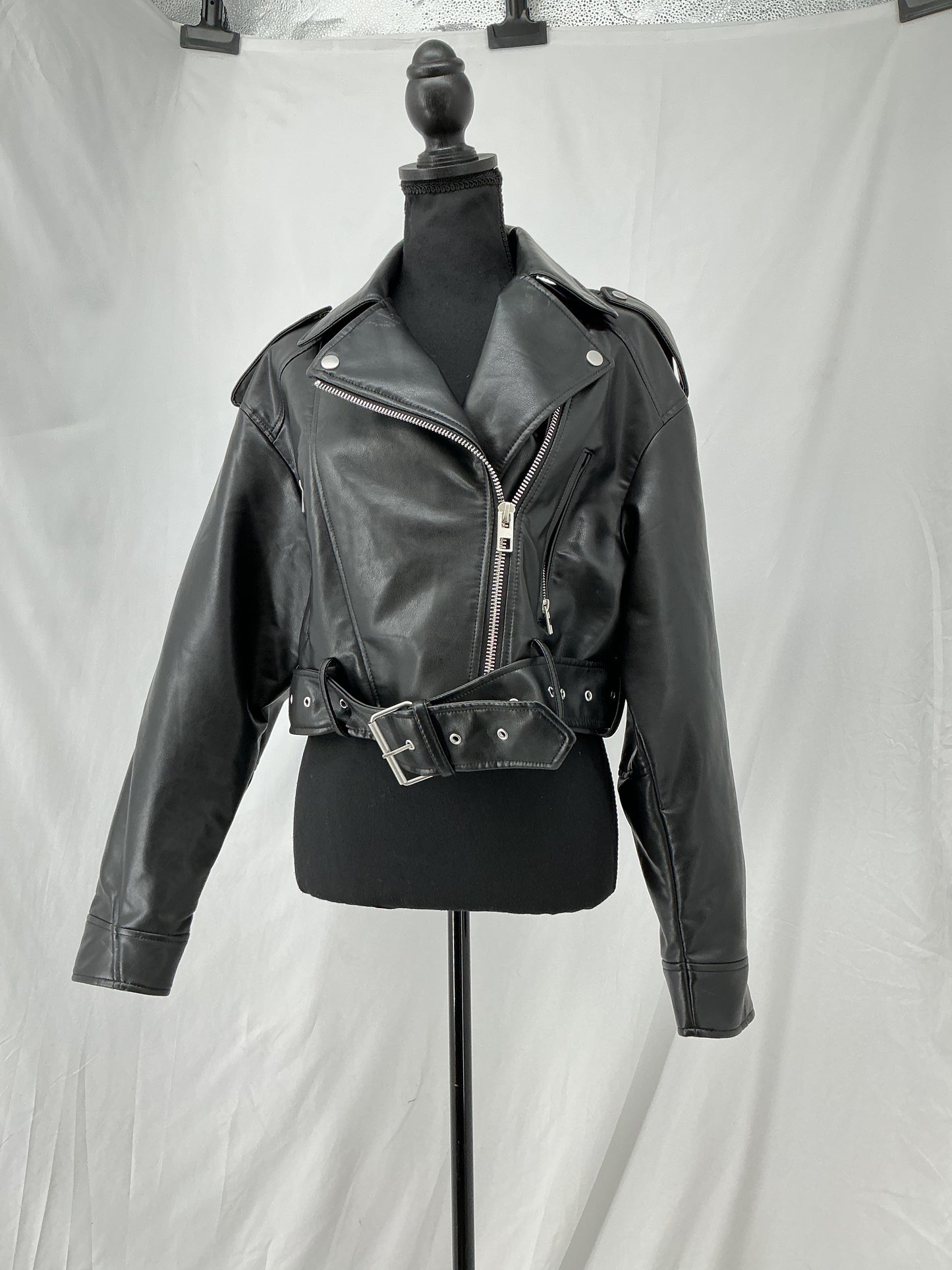 ZARA Black Leather Jacket Size S