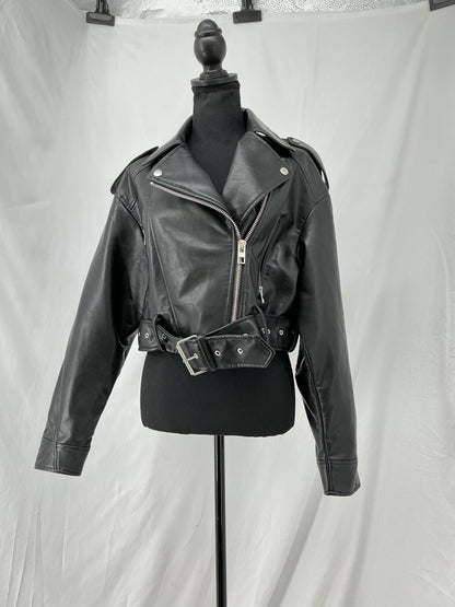 ZARA Black Leather Jacket Size S