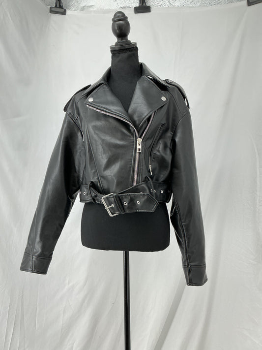 ZARA Black Leather Jacket Size S
