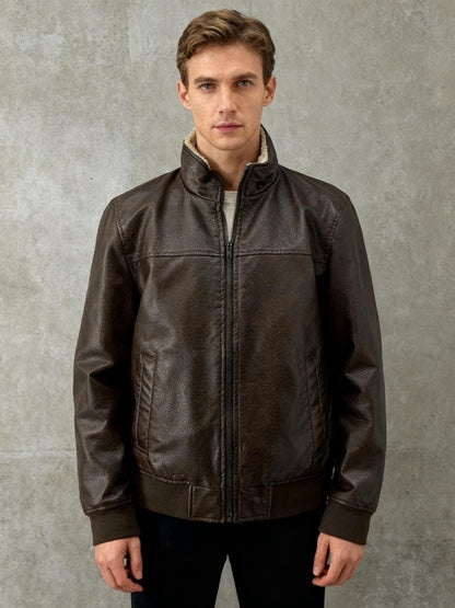 Brown Leather Jacket Size M