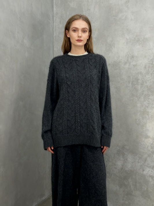 COMO BOCA Grey Cable Knit Sweater Size 120