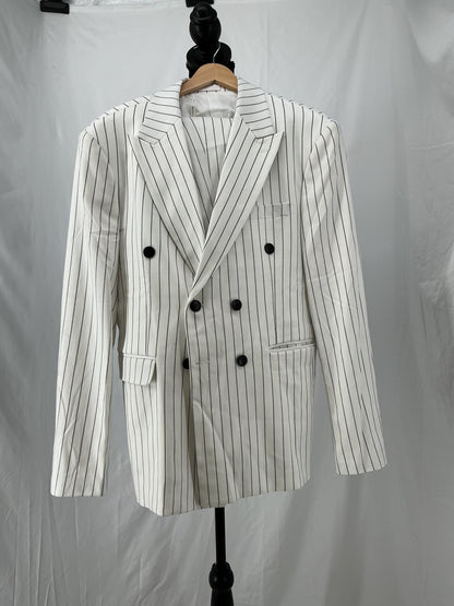 White Pinstripe Blazer Size 40 Large