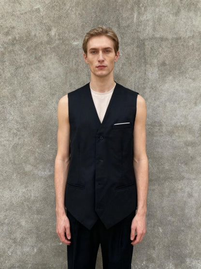 Black Suit Vest Size L