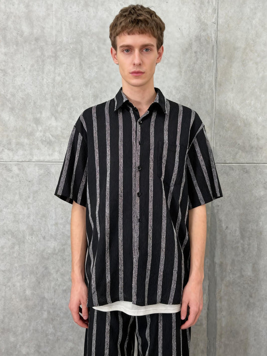 VATPAVE Black And Grey Striped T-Shirt Size L
