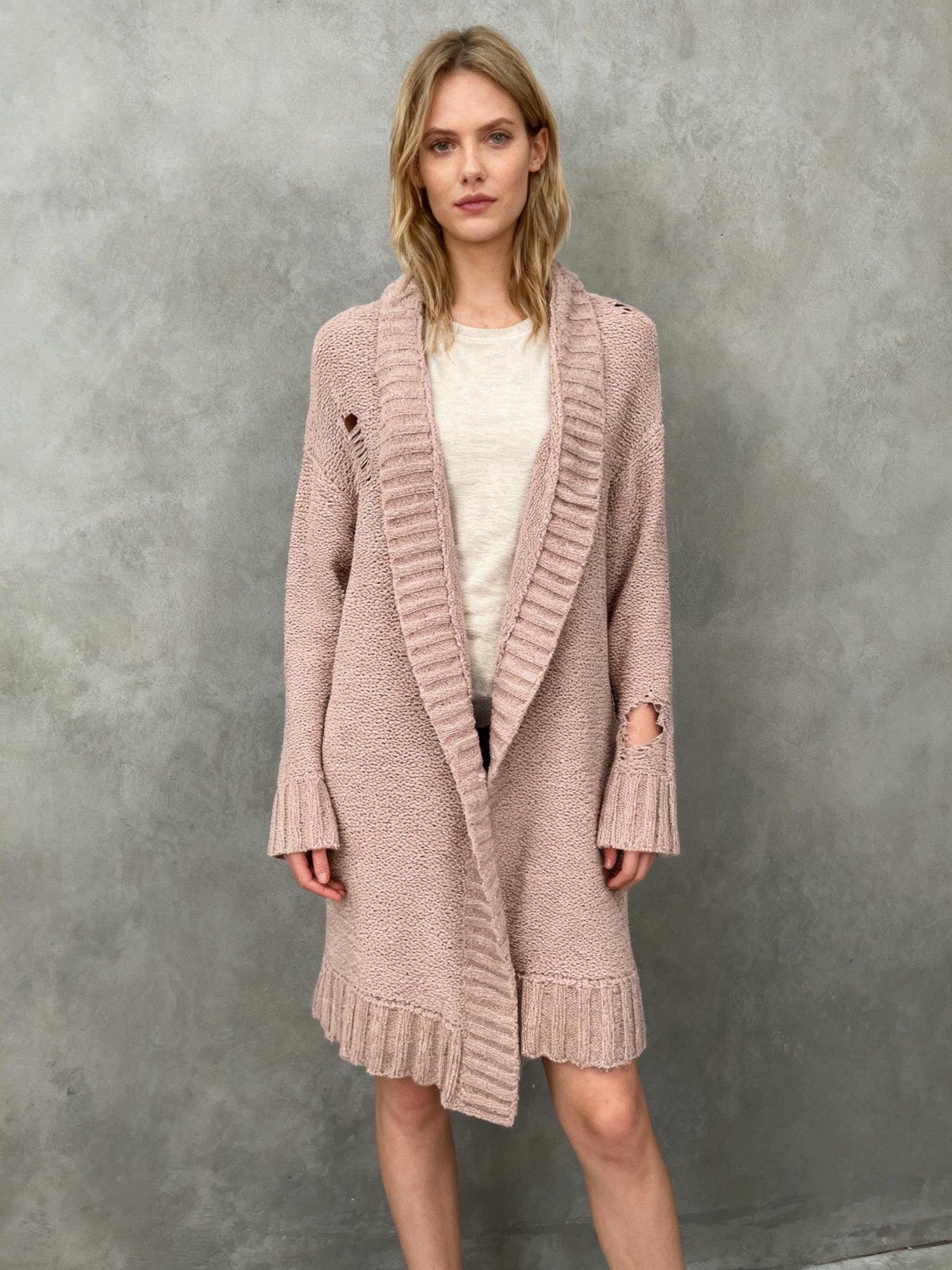 Beige Knitted Cardigan Size S