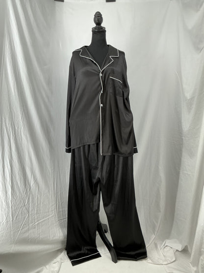 Black Satin Pajama Set Size L