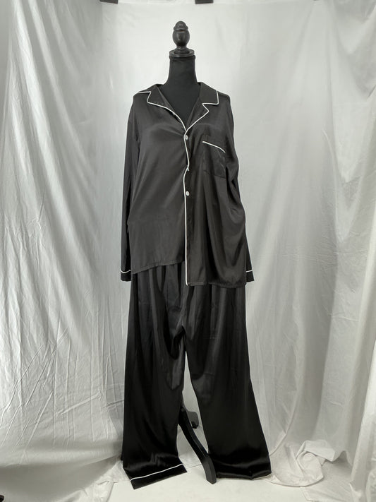 Black Satin Pajama Set Size L