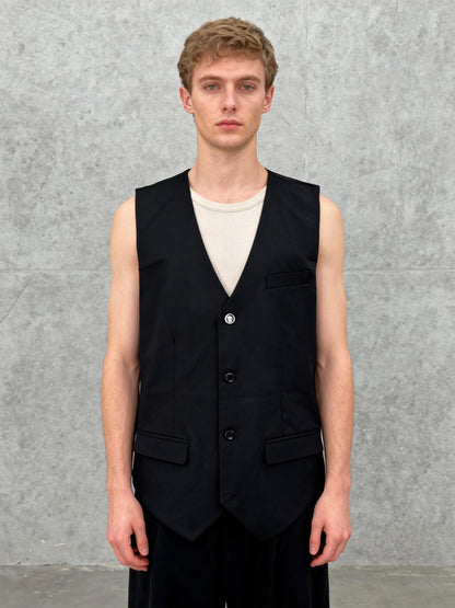 Black Suit Vest Size L