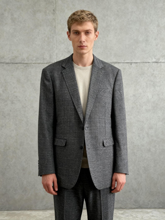 Grey Cherkered Blazer Size M