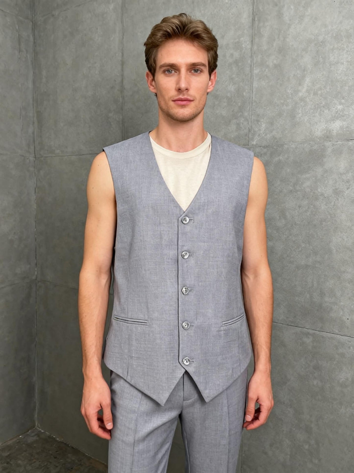 Grey Suit Vest Size L/42R