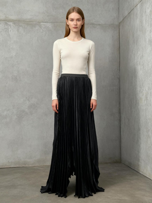 SHEIN Black Pleated Skirt Size L