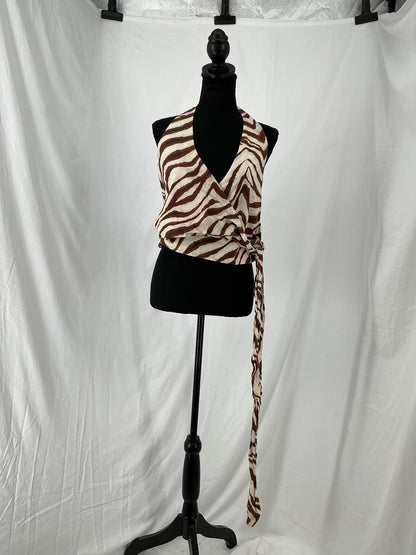 ZARA White Red Stripes Vest Size S