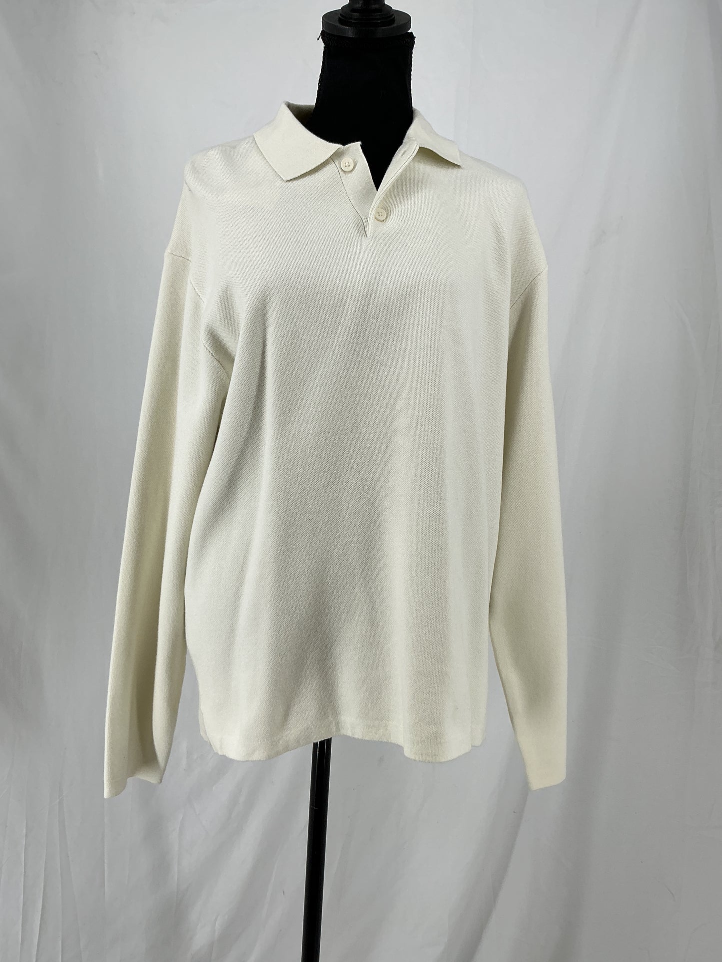 ZARA Beige Long Sleeve Polo Shirt Size L