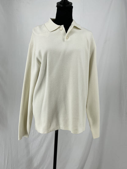 ZARA Beige Long Sleeve Polo Shirt Size L