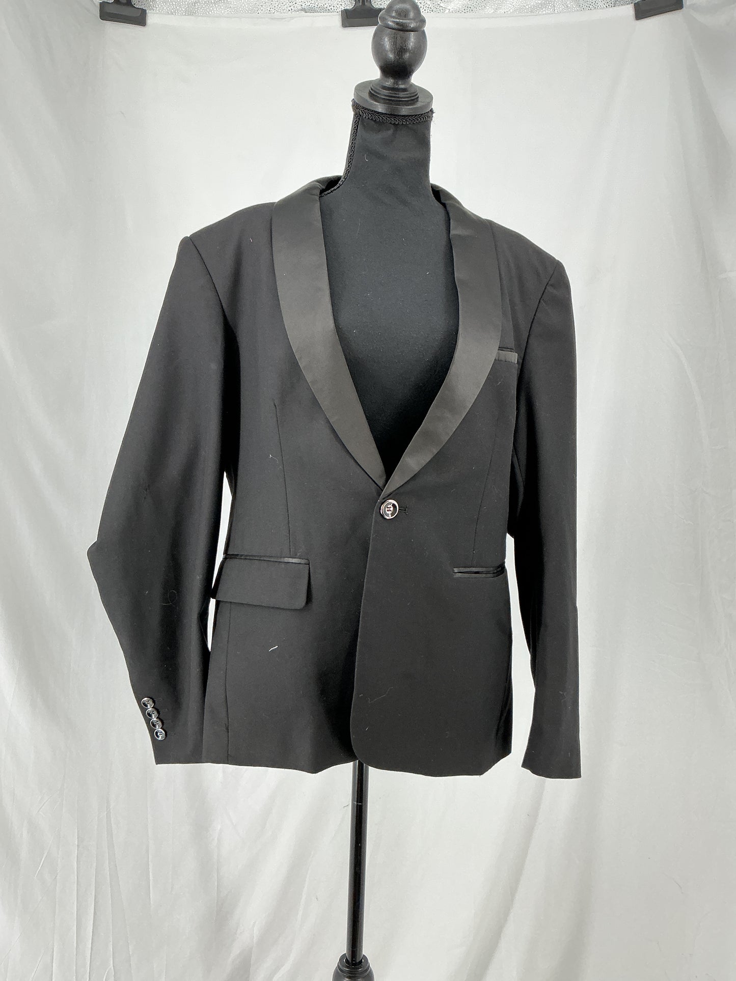 Black Single Breasted Dinner Jacket with Satin Shawl Collar Size M