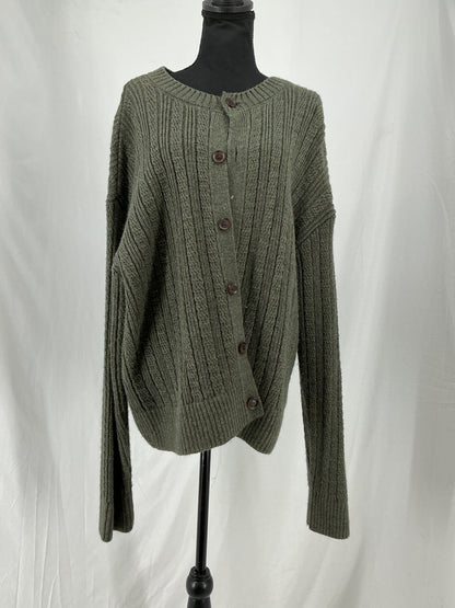 ZARA Olive Green Chunky Knit Cardigan Size L