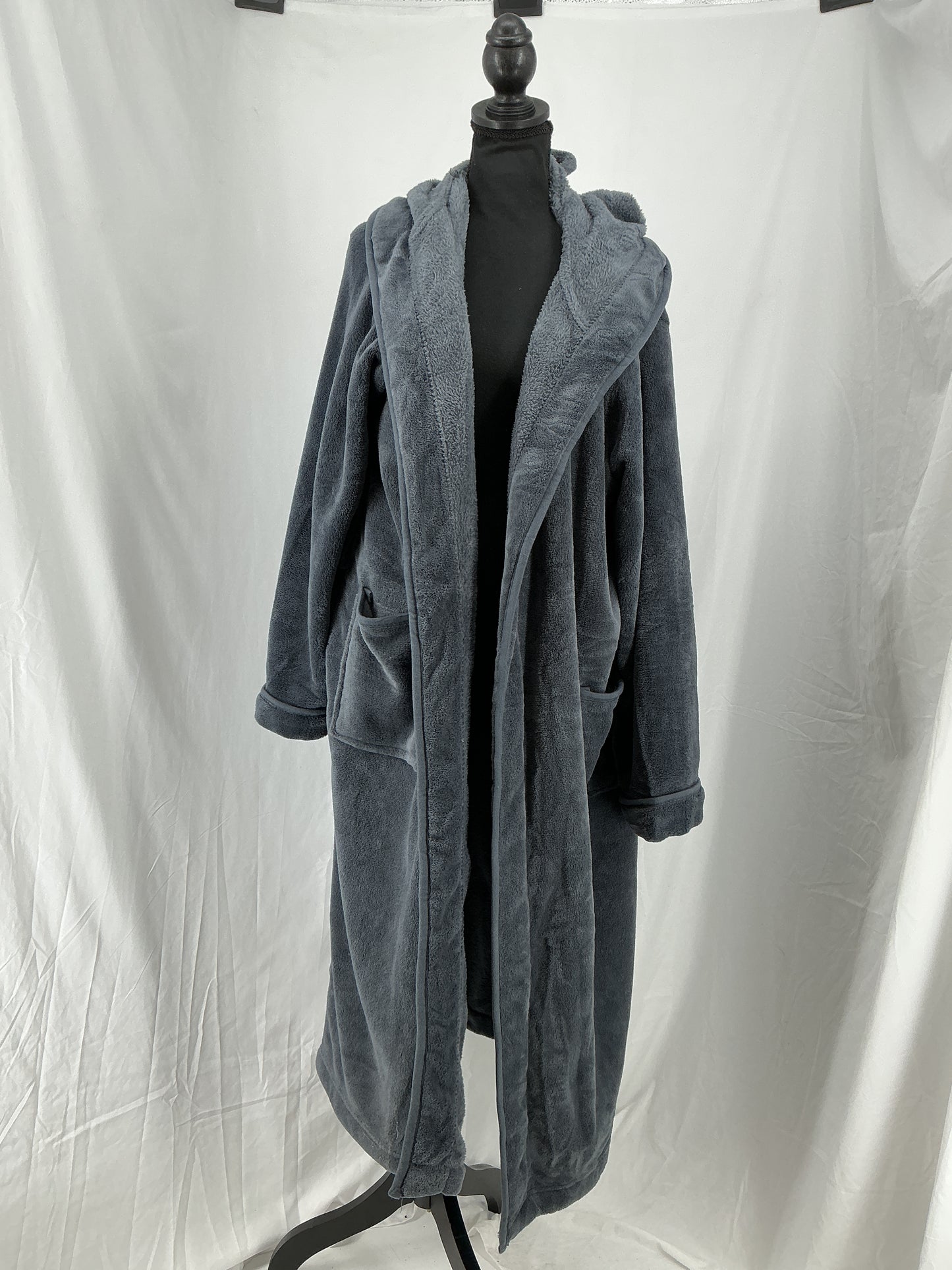 Dark Gray Fleece Hooded Robe Size L/XL